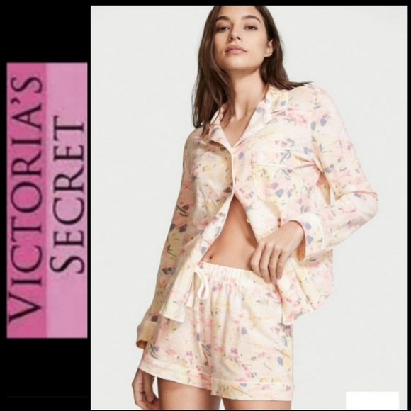 NEW VICTORIA'S SECRET 2 pc MODAL SHORT PAJAMA SET in BUTTERFLY WING PRINT - Picture 1 of 8